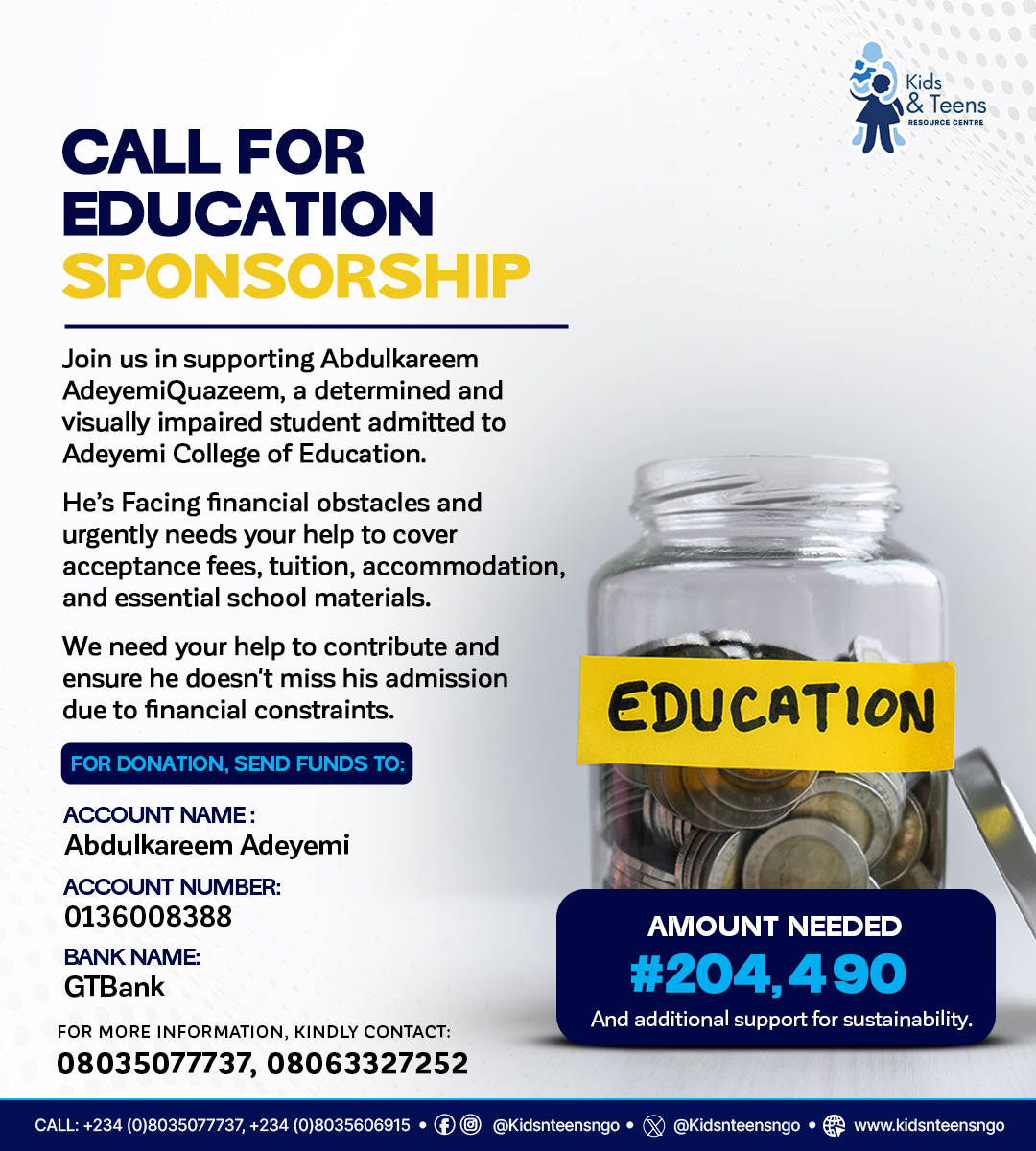 Educational Support for Abdulkareem Adeyemi Quazeem