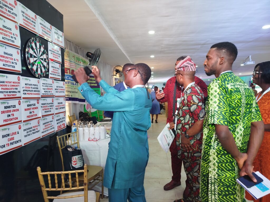 Participant playing the TB game at the Edutainment Hub